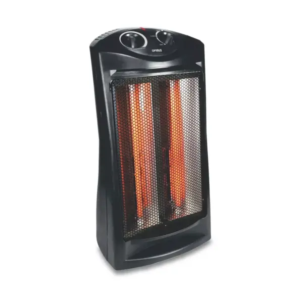 Optimus H-5235 Portable Ultra Quiet Fan Forced Tower Quartz Room Space Heater with Thermostat for Indoor Home Space Heating, Black