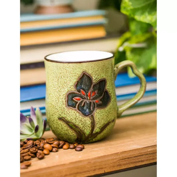 Evergreen Cypress Home Artisan Series Cup, 10 OZ., Green Wistful Floral