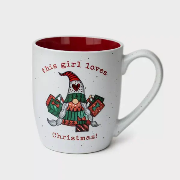 16oz Ceramic Mirror Charm Mug and Socks Gift Set - Peppermint & Pine