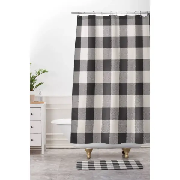 Zoe Wodarz City Plaid Shower Curtain Black/White -Deny Designs