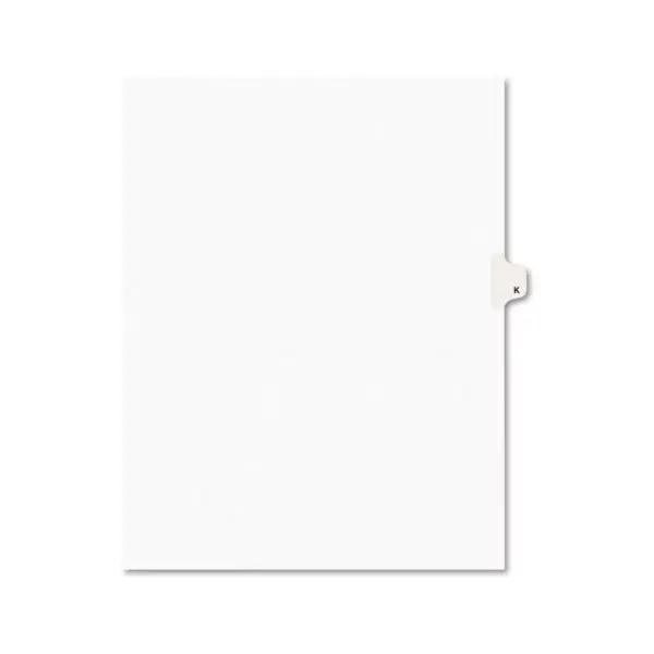 Avery-Style Legal Exhibit Side Tab Dividers 1-Tab Title K Ltr White 25/PK 01411