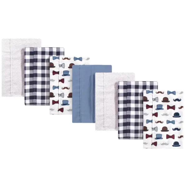 Little Treasure Baby Boy Cotton Flannel Burp Cloths 7pk, Handsome Fella, One Size