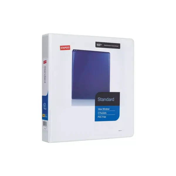 Staples Standard 1.5" 3-Ring View Binders White 12/Carton (26438CT) 55409CT/26438CT