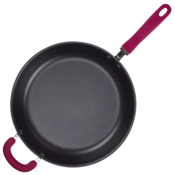 Rachael Ray Create Delicious 12.5" Hard Anodized Nonstick Deep Fry Pan Burgundy Handles