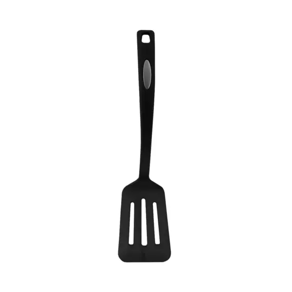 Home Basics Flexible Nylon Non-Stick Slotted Spatula with Curved Handle, Black