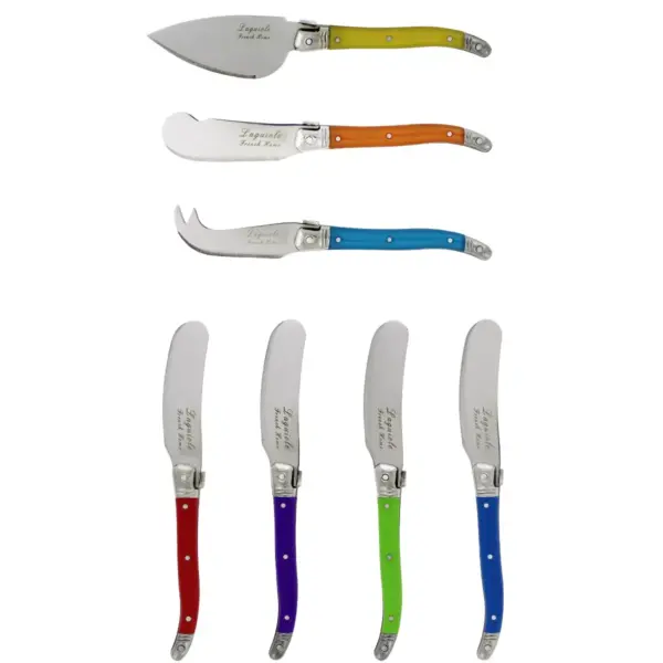 French Home Laguiole 7pc Stainless Steel Jewel Cheese Knife and Spreader Set