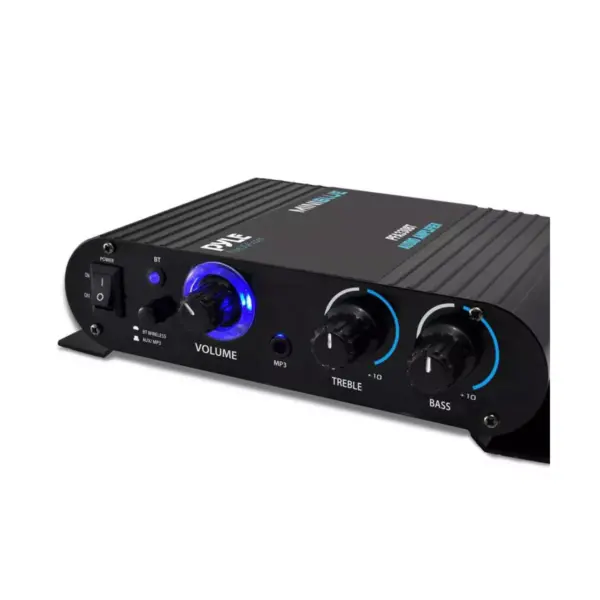 Pyle 90 Watt 8 Ohm Bluetooth Mini Blue Compact Home Studio Class T Amplifier