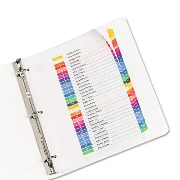 Avery Ready Index Customizable Table of Contents Multicolor Dividers 31-Tab Letter 11129