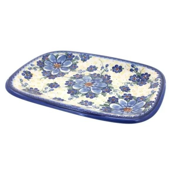 Blue Rose Polish Pottery Daisy Surprise Medium Rectangular Serving Dish