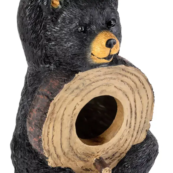 10" Polyresin Bear Birdhouse Black/Brown - Alpine Corporation