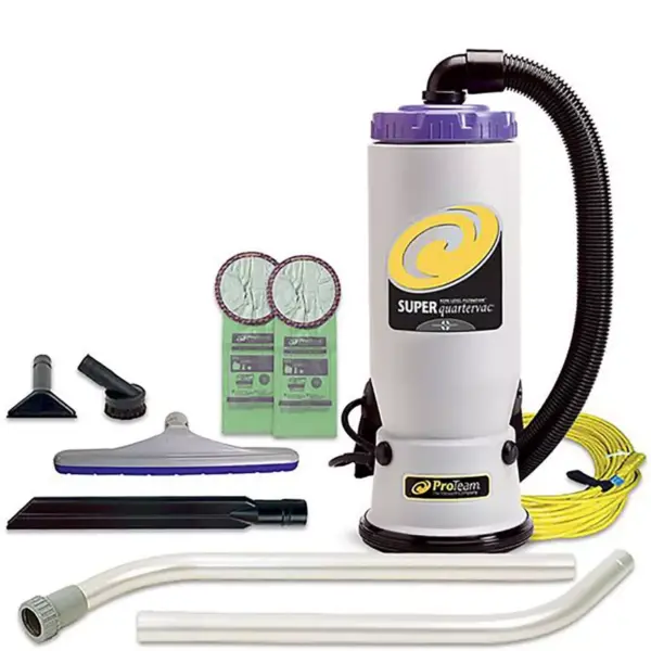 ProTeam 107108 QuarterVac 6 Quart Multifunctional Backpack Vacuum with 2 Piece Wand Tool Kit, Various Attachments, and 50 Foot Extension Cord