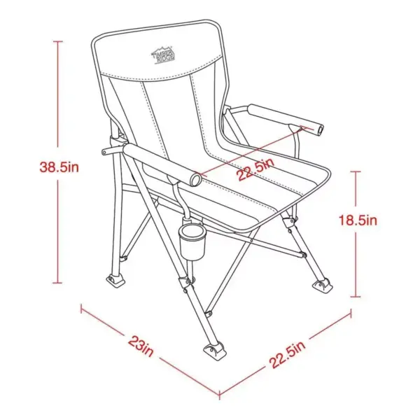 Timber Ridge Indoor Outdoor Portable Lightweight Folding Camping High Back Lounge Chair with Cup Holders, Camo (2 Pack)