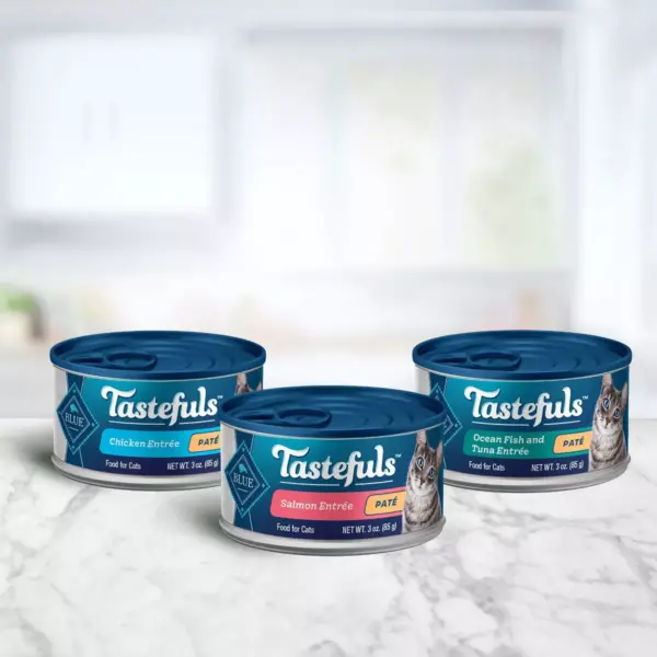 Blue Buffalo Tastefuls Pate Chicken, Salmon & Tuna Entrées Premium Wet Cat Food - 3oz / 12ct Variety Pack