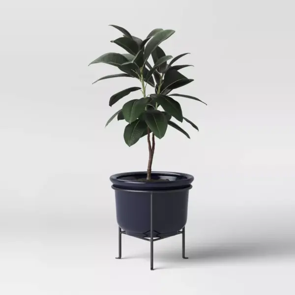 8" Ceramic Planter with Stand Blue - Threshold™