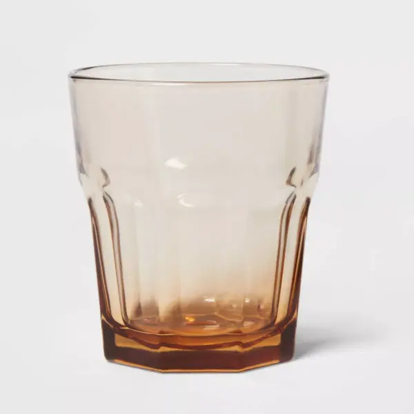 12oz Glass Tremont Short Faceted Tumbler Brown - Threshold™