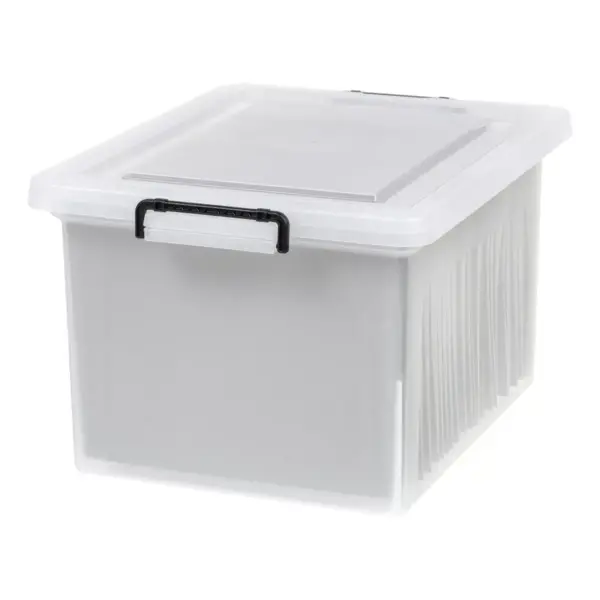 IRIS Letter and Legal Size File Box with Buckle Clear