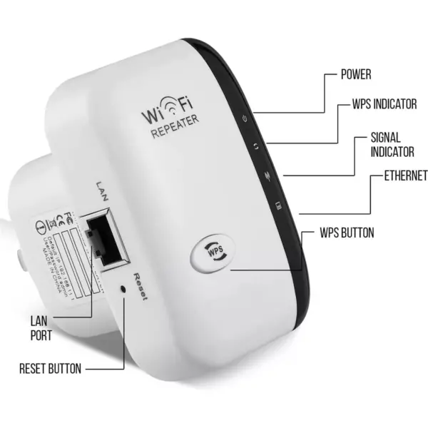 Dartwood WiFi Extender and Booster - Range Repeater with Coverage up to 1000 sq.ft and 10 Devices - For Wi-Fi 2.4GHz and Up to 300 Mbps