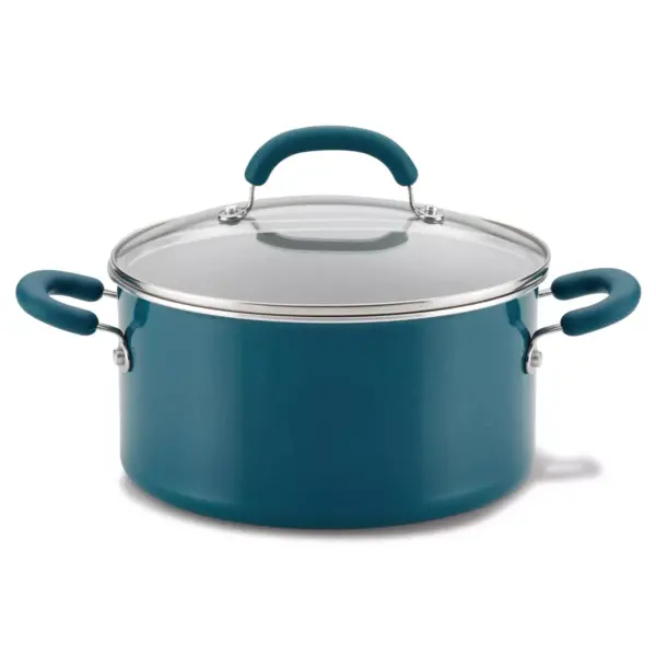 Rachael Ray Create Delicious 6qt Aluminum Nonstick Stock Pot with Lid  Teal