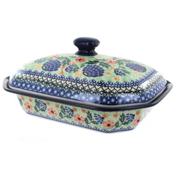 Blue Rose Polish Pottery Sofia Medium Covered Baking Dish