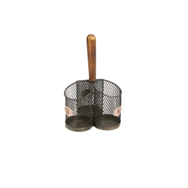 MIND READER Utensil Caddy [3 Round Compartments] (BLACK MESH)