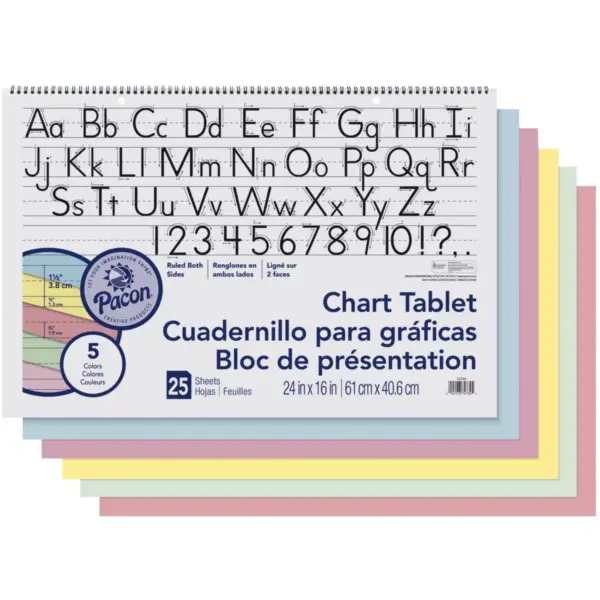 Pacon Chart Tablet, 24 x 16 Inches, 1-1/2 Inch Ruled Long Way, 25 Sheets