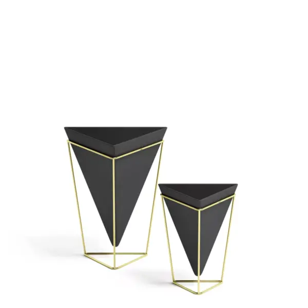 Set of 2 Trigg Tabletop Vessels Black/Brass - Umbra