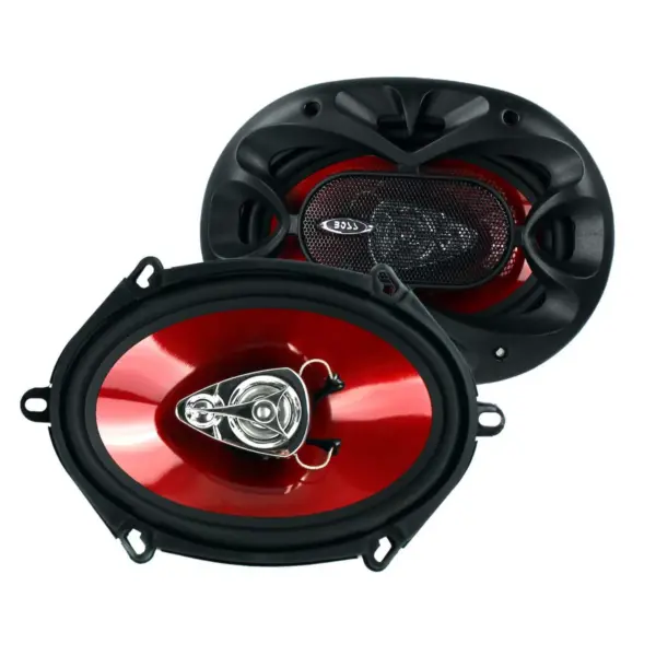 BOSS Audio Chaos 5x7" 300W 3-Way Car Coaxial Audio Stereo Speakers Red (4 Pair)