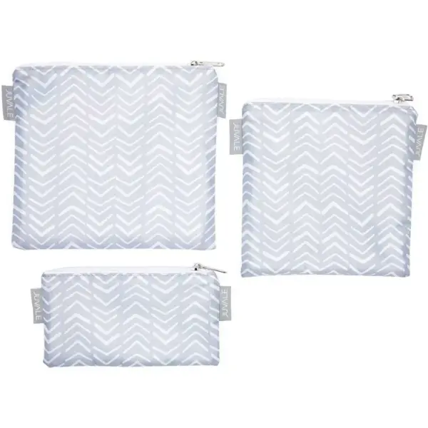 Juvale 5 Pack Grey Chevron Reusable Snack Bags with Zipper, 3 Sizes