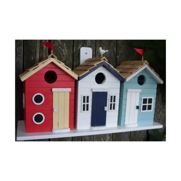 Home Bazaar Brighton Beach Huts Outdoor Wooden Decorative Hanging Box Birdhouse