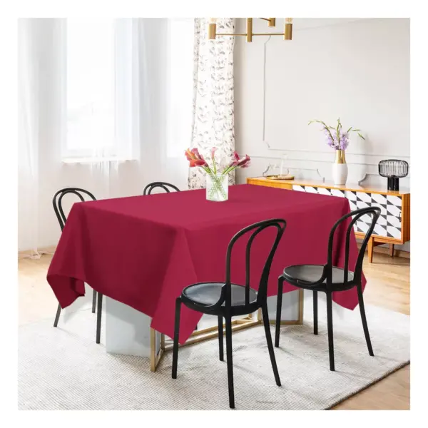 55"x80" Rectangle Polyester Stain Resistant Solid Tablecloths Red - PiccoCasa