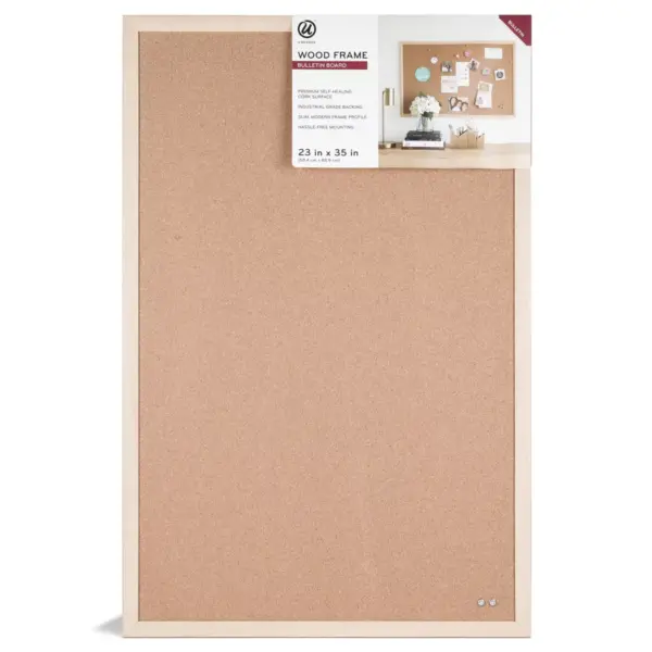 U Brands 23"x35" Wood Frame Bulletin Board