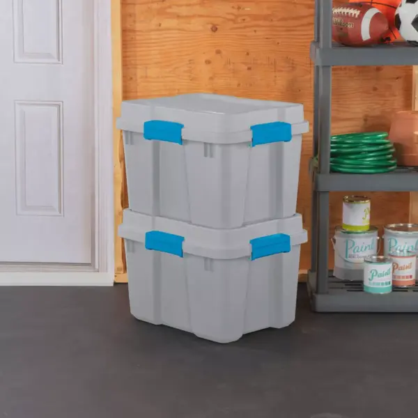 Sterilite 30gal Gasket Tote Gray with Blue Latches