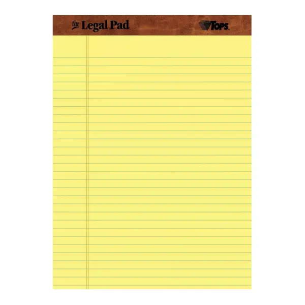 TOPS "The Legal Pad" Ruled Perforated Pads 8 1/2 x 11 3/4 Canary 50 Sheets Dozen 7532