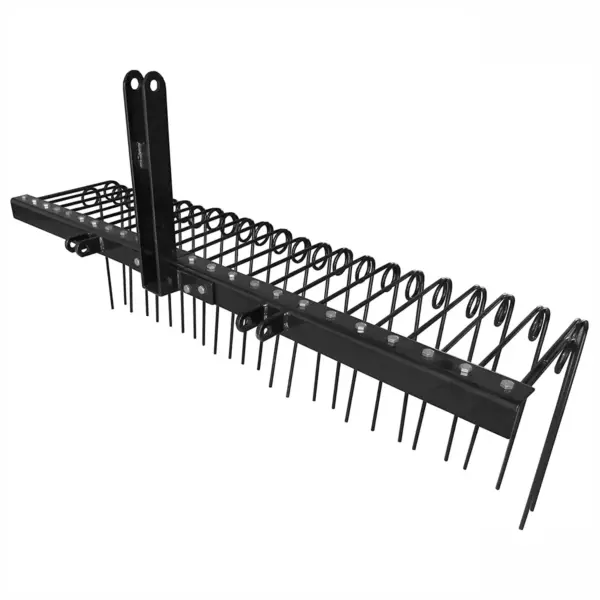 Field Tuff 3 Point 72 Inch Durable Powder Coated Steel Pine Straw Rake Attaches to Category 1 3 Point Hitch for Tractor, Black