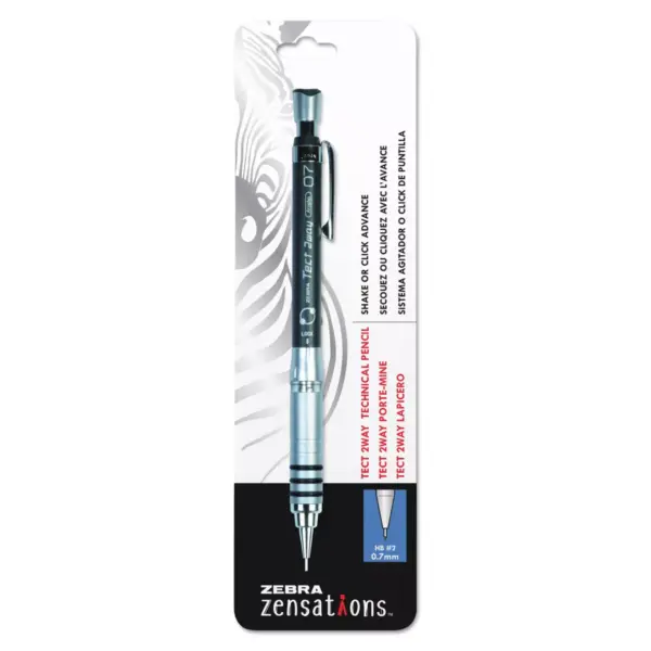 Zebra Zensations Tect 2way 1000 Technical Pencil, HB, #2, 0.7 mm, Black Barrel 06111