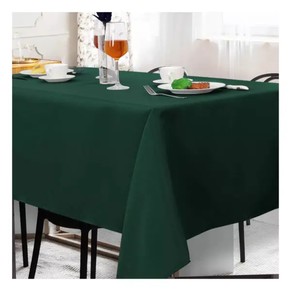 60"x104" Rectangle Polyester Stain Resistant Solid Tablecloths Green - PiccoCasa