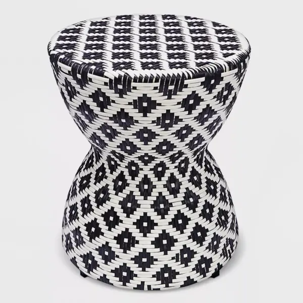 Wicker Hourglass End Table White/Black - Opalhouse™