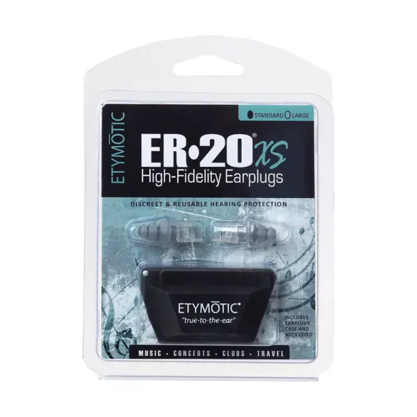 Etymotic Research ER20XS Earplug Standard Fit - Clear Stem/Frost Tip in Clamshell