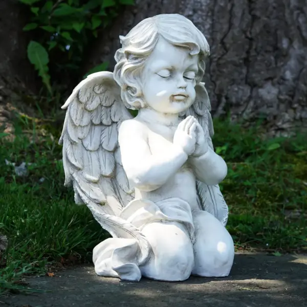 Northlight 13.5" Kneeling Praying Cherub Angel Religious Outdoor Patio Garden Statue - Gray