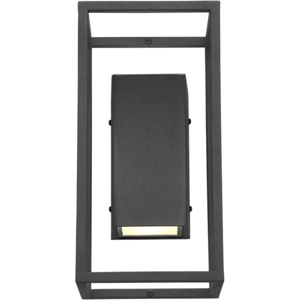 Possini Euro Design Modern Outdoor Wall Light Fixture LED Textured Black Box 14" Sanded Glass Up Down for House Porch Patio Deck