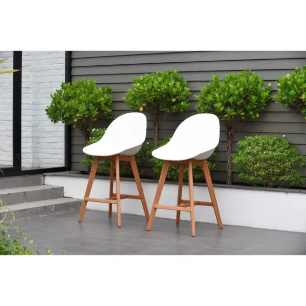 2pk Metz Eucalyptus Patio Barstool Set Brown Finish - Amazonia