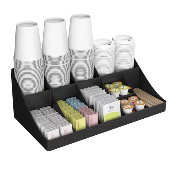 Mind Reader 11 Compartment Coffee Condiment Organizer (50 Capacity), Black