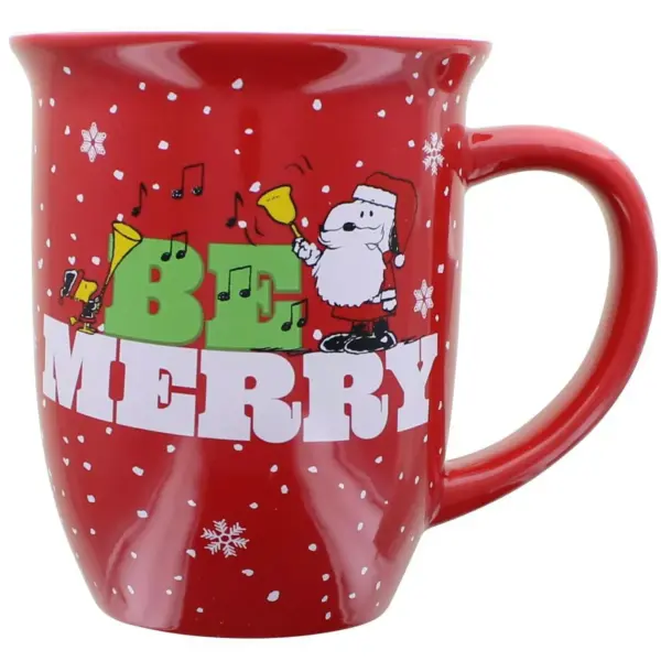 Silver Buffalo Peanuts Be Merry 16 Ounce Wide Rim Ceramic Mug