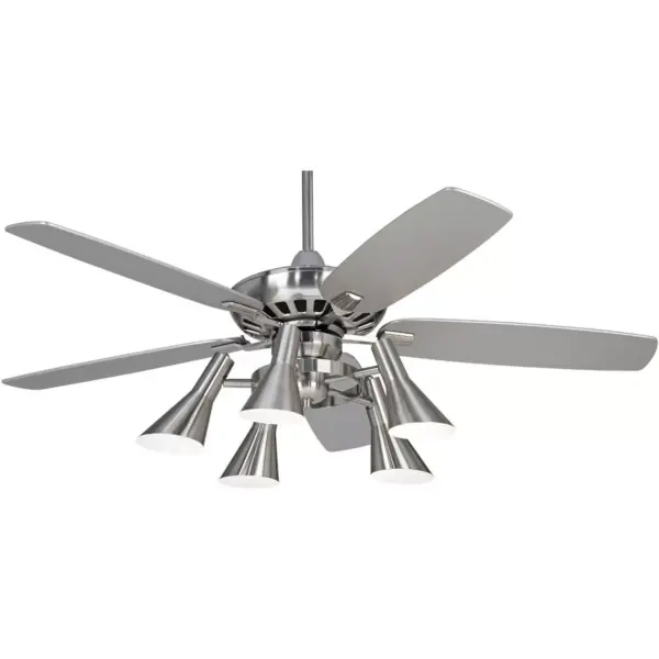 52" Casa Vieja Retro Ceiling Fan with Light Kit LED Dimmable Remote Brushed Nickel Silver 5-Light for Living Room Kitchen Bedroom