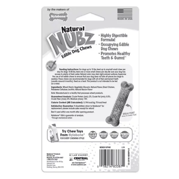 Nylabone Natural Medium Chicken Nubz Chewy Dog Treats - 4ct