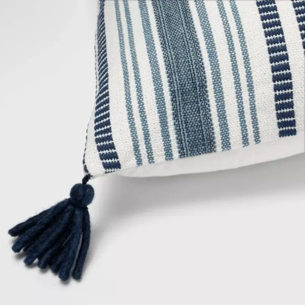 Oblong Stripe Decorative Throw Pillow Cream/Navy - Threshold™