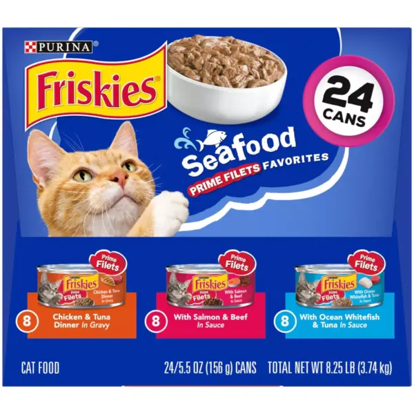 Purina Friskies Seafood Prime Filets Wet Cat Food - 5.5oz/24ct Variety Pack