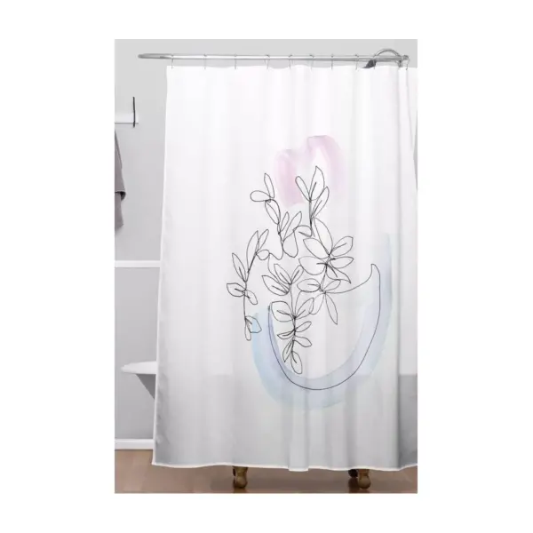 Jacqueline Maldonado Contour Line Botanical Shower Curtain Black - Deny Designs