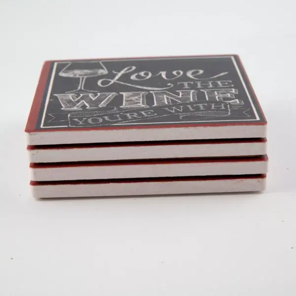 Thirstystone Love the Wine You're With 4 Piece Occasions Coaster Set