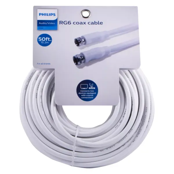 Philips 50' RG6 Coax Cable - White